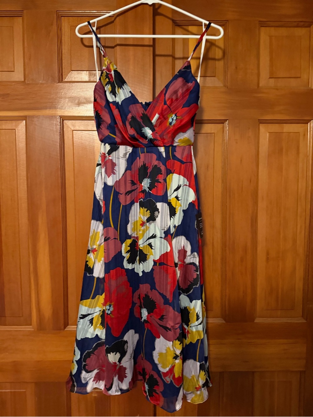 Lulu's Navy Maxi Dress with Red, White & Yellow Floral Print